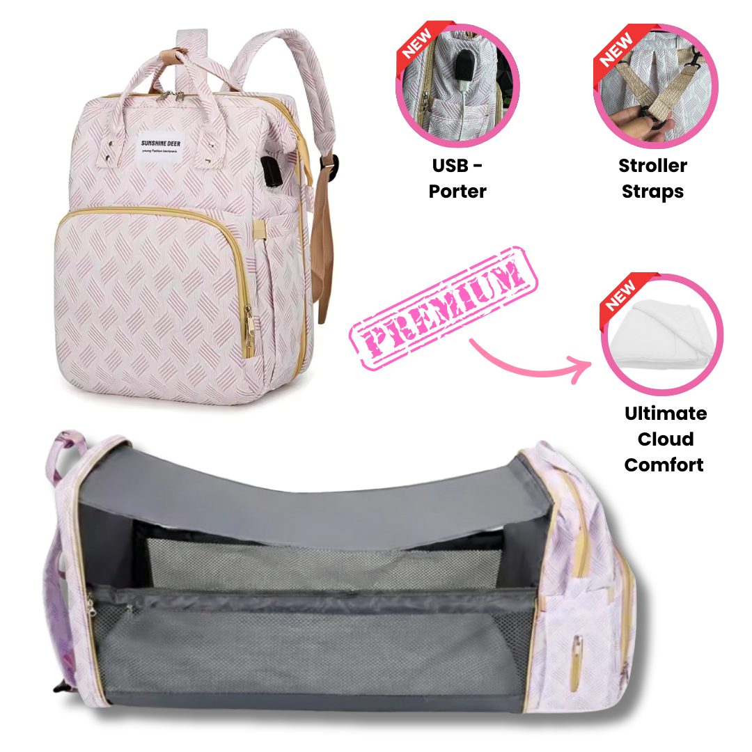 365MORA™ 3-in-1 Diaper Backpack with Portable Baby Bed