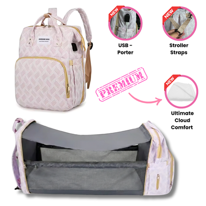 365MORA™ 3-in-1 Diaper Backpack with Portable Baby Bed