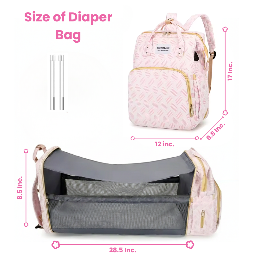 365MORA™ 3-in-1 Diaper Backpack with Portable Baby Bed