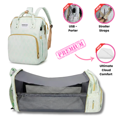 365MORA™ 3-in-1 Diaper Backpack with Portable Baby Bed